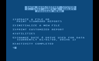 Data Base / Report System atari screenshot